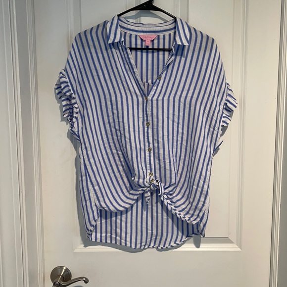 Lilly Pulitzer Tops - Lilly Pulitzer Striped Sleeveless Button Down Top